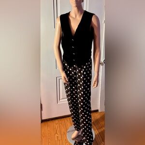 Vtg  80’s Black & White Dot Pants Wide Leg Elasticized Waist By Carole Little